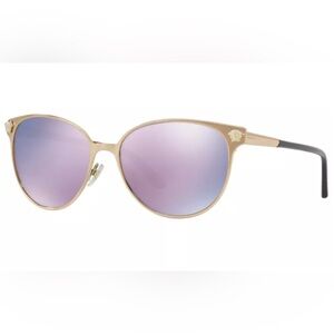 Round, Mirrored, Polycarbonate, Cat Eye shape, gold/pinky purple Sunglasses